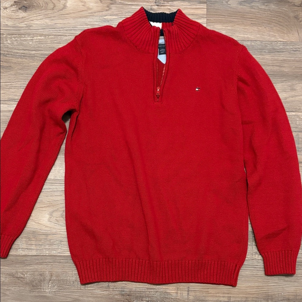 Tommy Hilfiger Youth Red Zip-Up Sweater size 16/18